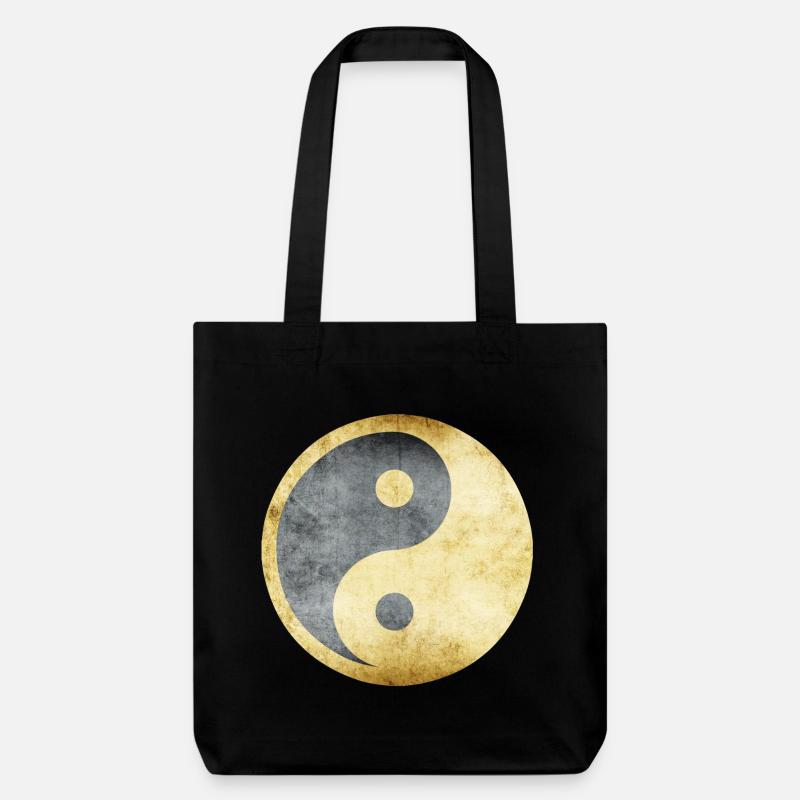 yoga yin yang gold silber - Stanley/Stella recycelter Heavyweight Stoffbeutel - Schwarz