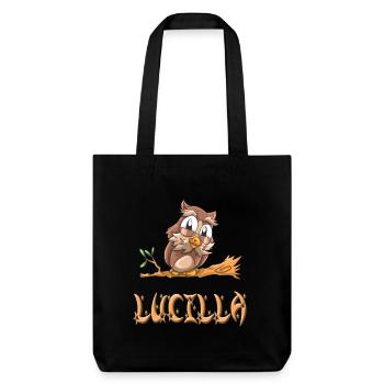 Eule Lucilla - Stanley/Stella recycelter Heavyweight Stoffbeutel - Schwarz - Vorne