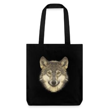 Naturfan shirts, Wolfkopf, beliebte Tierdesigns - Stanley/Stella recycelter Heavyweight Stoffbeutel - Schwarz - Vorne