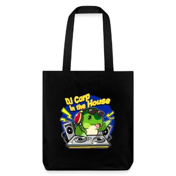 DJ Carp Im Haus Lustiges Angeldesign - Stanley/Stella recycelter Heavyweight Stoffbeutel - Schwarz - Vorne