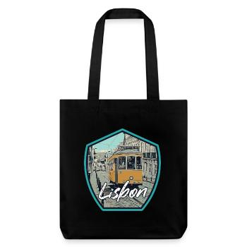 Lisbonne, belle ville du Portugal avec tramway - Tote bag épais recyclé Stanley/Stella - noir - Devant