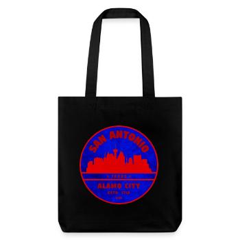 San Antonio Skyline Retro-Abzeichen - Stanley/Stella recycelter Heavyweight Stoffbeutel - Schwarz - Vorne