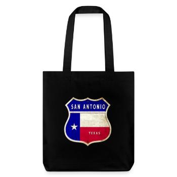 San Antonio Texas Wappen Flaggen Design - Stanley/Stella recycelter Heavyweight Stoffbeutel - Schwarz - Vorne