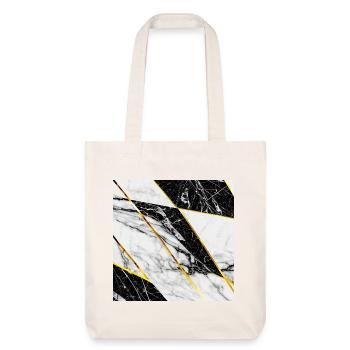 Marble Black White Gold Mosaic Geometric - Stanley/Stella Heavyweight Recycled Tote Bag - natural white - Front