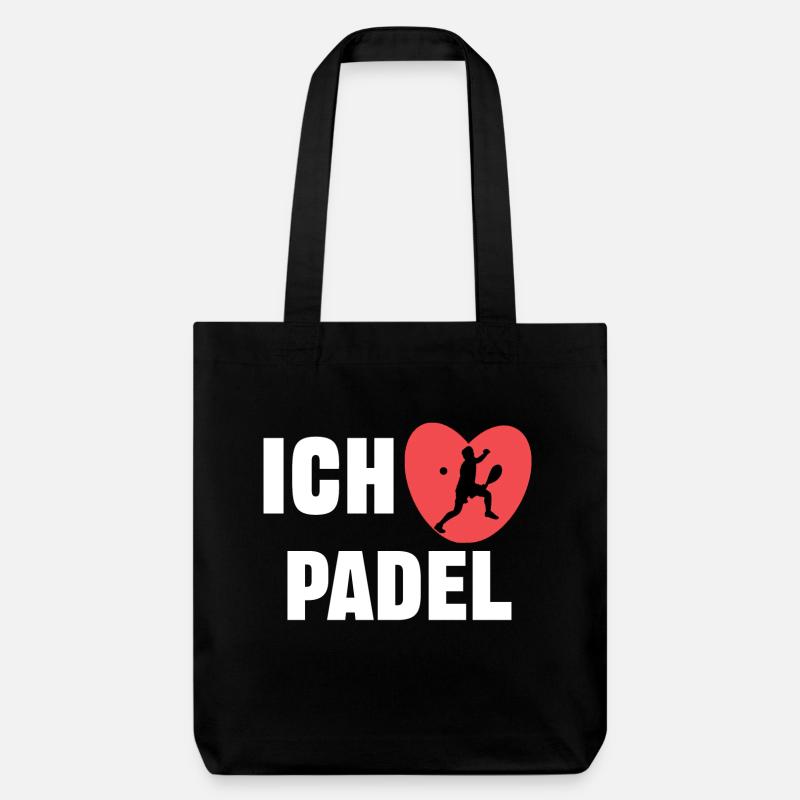 Ich Liebe Padel Herz Statement Spieler Training - Stanley/Stella recycelter Heavyweight Stoffbeutel - Schwarz