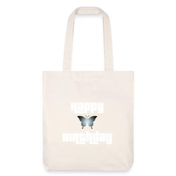 Happy Birthday Schmetterling Design - Stanley/Stella recycelter Heavyweight Stoffbeutel - Naturweiß - Vorne