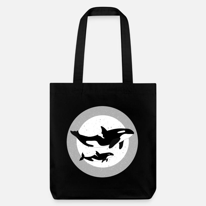 Baleine et Orque Illustration - Tote bag épais recyclé Stanley/Stella - noir