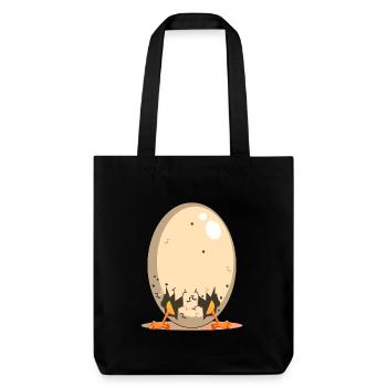 Oeuf de poule drôle - Chicken Coop Cartoon - Tote bag épais recyclé Stanley/Stella - noir - Devant