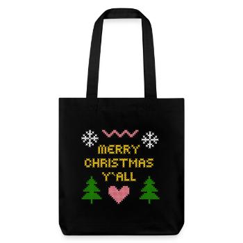 Frohe Weihnachten Pixel Art Design - Stanley/Stella recycelter Heavyweight Stoffbeutel - Schwarz - Vorne