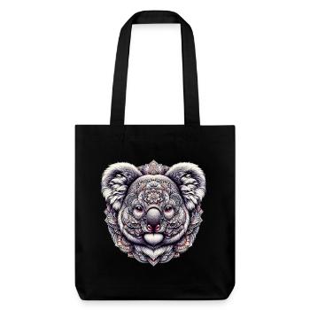 Koala mit Mandalas dekoriert - Stanley/Stella recycelter Heavyweight Stoffbeutel - Schwarz - Vorne