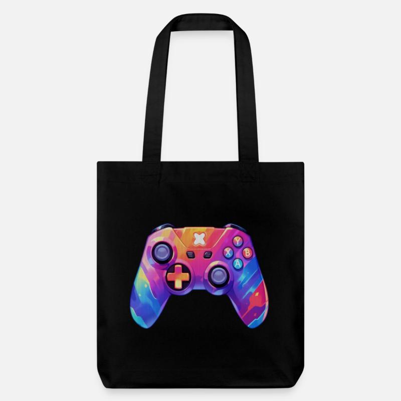 Pixel-Art-Videospiel-Controller - Stanley/Stella recycelter Heavyweight Stoffbeutel - Schwarz