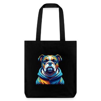 Bouledogue race coloré aquarelle dessin animé Kawaii - Tote bag épais recyclé Stanley/Stella - noir - Devant