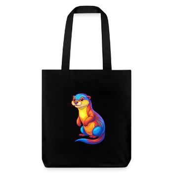loutre coloré kawaii dessin animé personnage clipart - Tote bag épais recyclé Stanley/Stella - noir - Devant