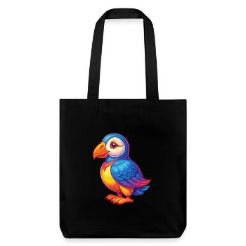 Macareux coloré Kawaii personnage de dessin animé oiseau - Tote bag épais recyclé Stanley/Stella - noir - Devant