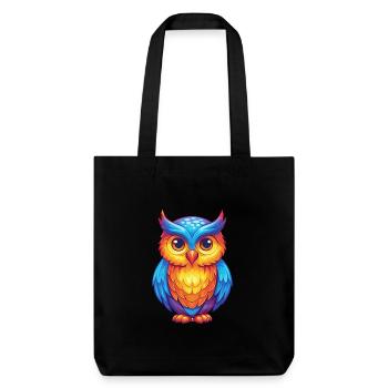 hibou coloré Kawaii personnage de dessin animé oiseau - Tote bag épais recyclé Stanley/Stella - noir - Devant