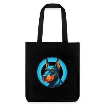 Dobermann chien mignon kawaii dessin animé animal de compagnie logo - Tote bag épais recyclé Stanley/Stella - noir - Devant