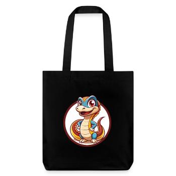 Basilic drôle Kawaii dessin animé Clipart Animal animal de compagnie - Tote bag épais recyclé Stanley/Stella - noir - Devant