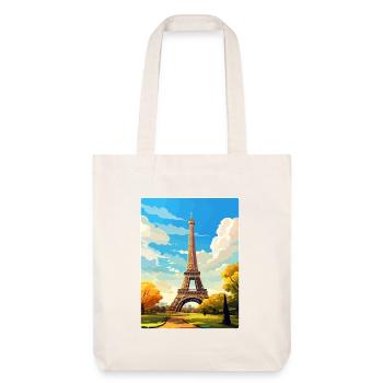 Paris France Affiche de voyage Souvenir Carte Postale Peinture - Tote bag épais recyclé Stanley/Stella - blanc cassé - Devant