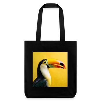 Toucan oiseau sur fond jaune tropical couleurs - Tote bag épais recyclé Stanley/Stella - noir - Devant