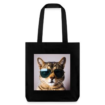 Chat avec des lunettes de soleil - Tote bag épais recyclé Stanley/Stella - noir - Devant