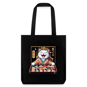 Sushi Weiße Katze Kimono Maki Nigiri Geschenk - Stanley/Stella recycelter Heavyweight Stoffbeutel - Schwarz - Vorne