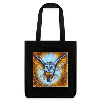 Glowing owl in flight - Stanley/Stella Heavyweight Recycled Tote Bag - black - Front