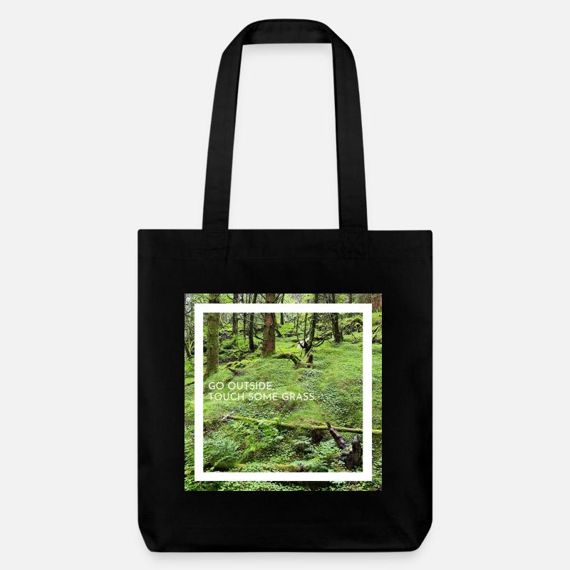 Go outside, touch some grass. Geh nach draußen ... - Stanley/Stella recycelter Heavyweight Stoffbeutel - Schwarz