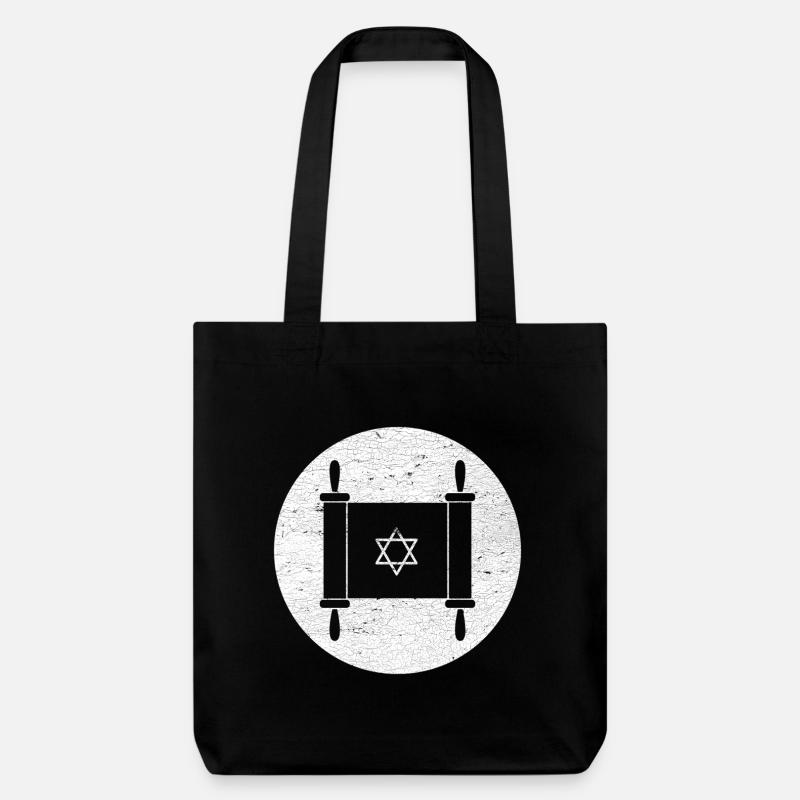 Torah scroll in a white circle - Stanley/Stella Heavyweight Recycled Tote Bag - black