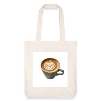Latte Herzkunst Becherdesign - Stanley/Stella recycelter Heavyweight Stoffbeutel - Naturweiß - Vorne