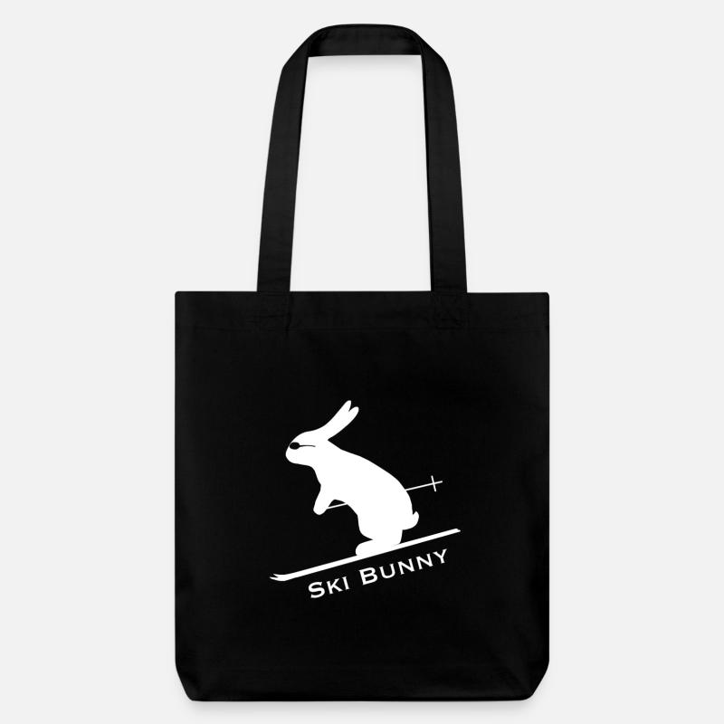 Rabbit Skier - Stanley/Stella recycelter Heavyweight Stoffbeutel - Schwarz