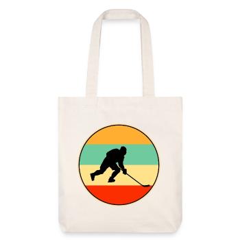 Icey Hockey Retro Sunset Vintage Player Sport Gift - Stanley/Stella Heavyweight Recycled Tote Bag - natural white - Front