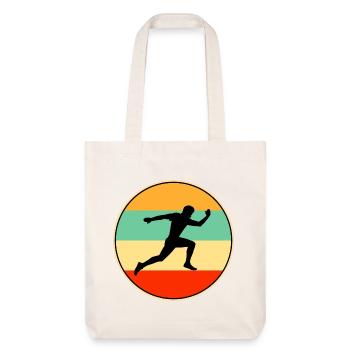 Male Runner Retro Sunset Vintage Athlete Sport Gif - Stanley/Stella Heavyweight Recycled Tote Bag - natural white - Front
