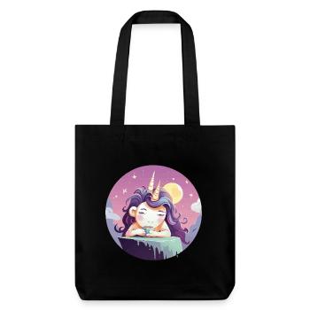 Licorne thé de lune le soir - Tote bag épais recyclé Stanley/Stella - noir - Devant