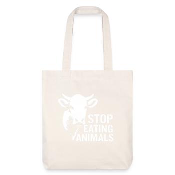 Cow Silhouette Stop Eating Animals - Stanley/Stella Heavyweight Recycled Tote Bag - natural white - Front