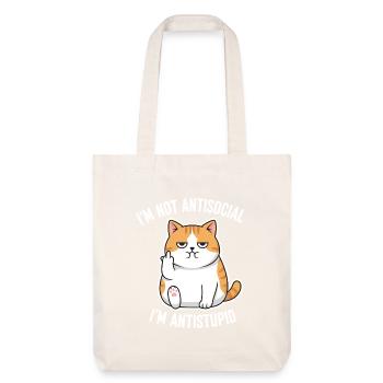 Grumpy Attitude Cat Antistupid - Stanley/Stella Heavyweight Recycled Tote Bag - natural white - Front