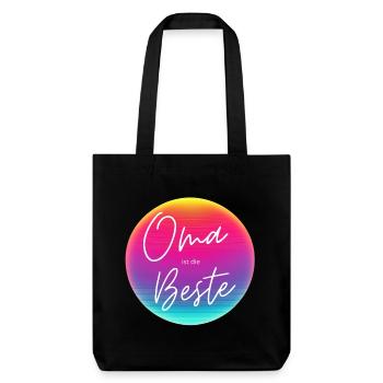 Oma ist die Beste! Neon Kreis Personalisierbar - Stanley/Stella recycelter Heavyweight Stoffbeutel - Schwarz - Vorne