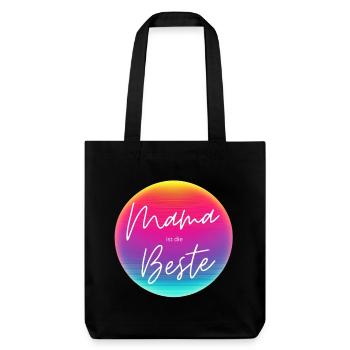 Mama ist die Beste! Neon Kreis Personalisierbar - Stanley/Stella recycelter Heavyweight Stoffbeutel - Schwarz - Vorne