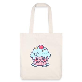 Kawaii Cupcake mit blauem Zuckerguss - Stanley/Stella recycelter Heavyweight Stoffbeutel - Naturweiß - Vorne