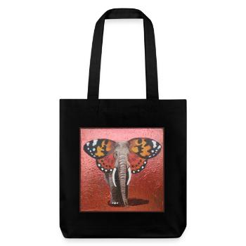 Éléphant papillon - Tote bag épais recyclé Stanley/Stella - noir - Devant