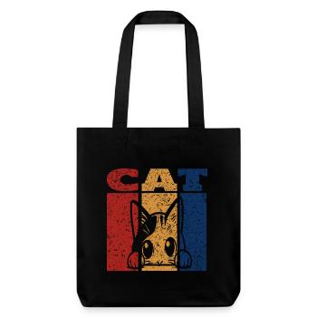 Spähende Katze Retro Design - Stanley/Stella recycelter Heavyweight Stoffbeutel - Schwarz - Vorne