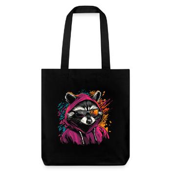 Raccoon with sunglasses and hoodie graffiti style - Stanley/Stella Heavyweight Recycled Tote Bag - black - Front