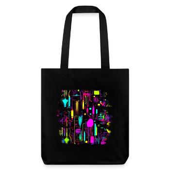 Neon Farben Bunt Kreativ Style Glow - Stanley/Stella recycelter Heavyweight Stoffbeutel - Schwarz - Vorne
