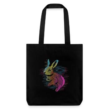 Farbenfroher Hase in retro Streifen - Stanley/Stella recycelter Heavyweight Stoffbeutel - Schwarz - Vorne