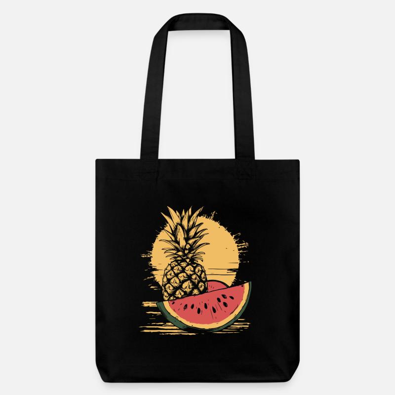 Ananas et pastèque - Tote bag épais recyclé Stanley/Stella - noir