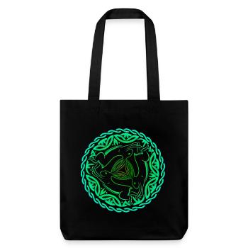 Drei Hasen – Dreihasenbild Osterhasen Motiv - Stanley/Stella recycelter Heavyweight Stoffbeutel - Schwarz - Vorne