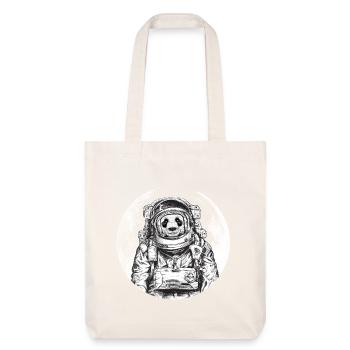 Panda Astronaut Bär Mond Wildtier Weltall - Stanley/Stella recycelter Heavyweight Stoffbeutel - Naturweiß - Vorne