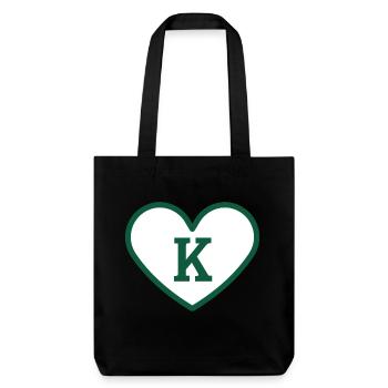 Lettre k cœur sport tendance vert - idée cadeau - Tote bag épais recyclé Stanley/Stella - noir - Devant