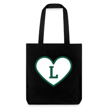 Lettre l cœur sport tendance vert - idée cadeau - Tote bag épais recyclé Stanley/Stella - noir - Devant