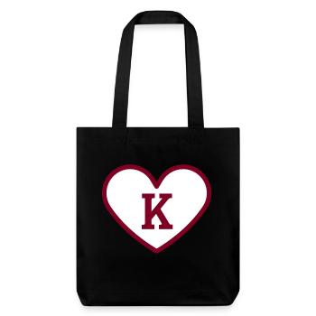 Lettre k cœur sport tendance bordeaux -idée cadeau - Tote bag épais recyclé Stanley/Stella - noir - Devant