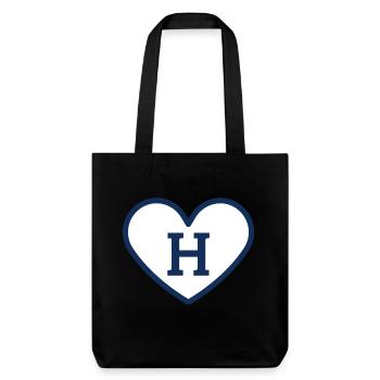 Lettre h cœur sport tendance bleu - idée cadeau - Tote bag épais recyclé Stanley/Stella - noir - Devant